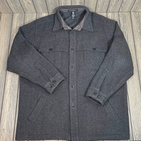 Brandini Men 100% Wool Button Up Shirt Shacket Gray Woolmark Sz L Designer